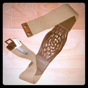 Fossil Leather Braided Waist Cincher Belt